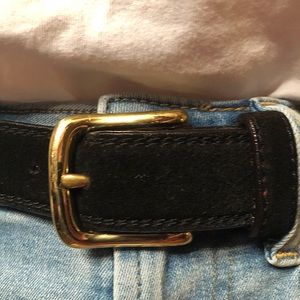 Black Velvet Belt w/ Solid Brass Buckle